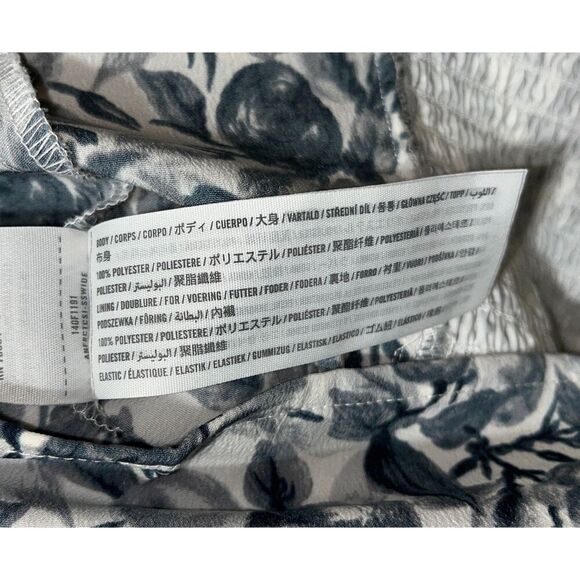 Abercrombie & Fitch Long Sleeve Deep V Blouse Small Fruit Toile Print Smocked - Picture 4 of 7